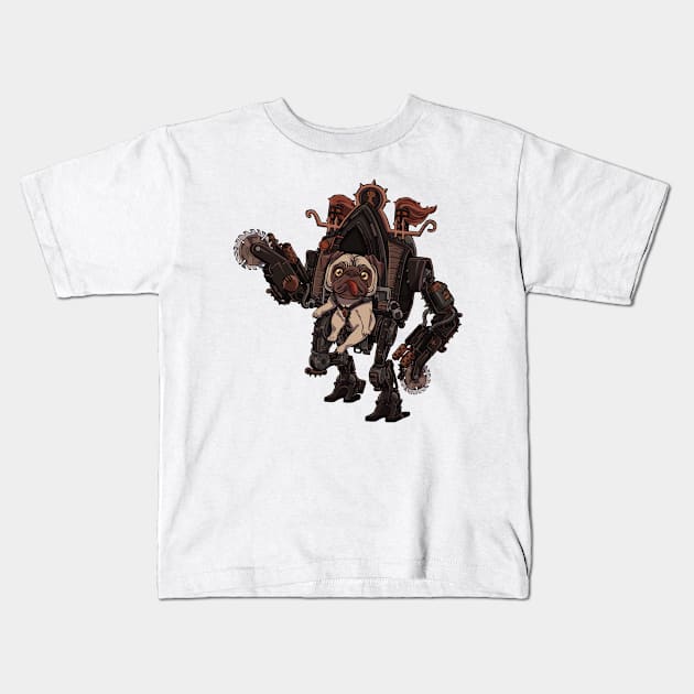 Pug of War: The Mighty Mechanical Canine Kids T-Shirt by Holymayo Tee